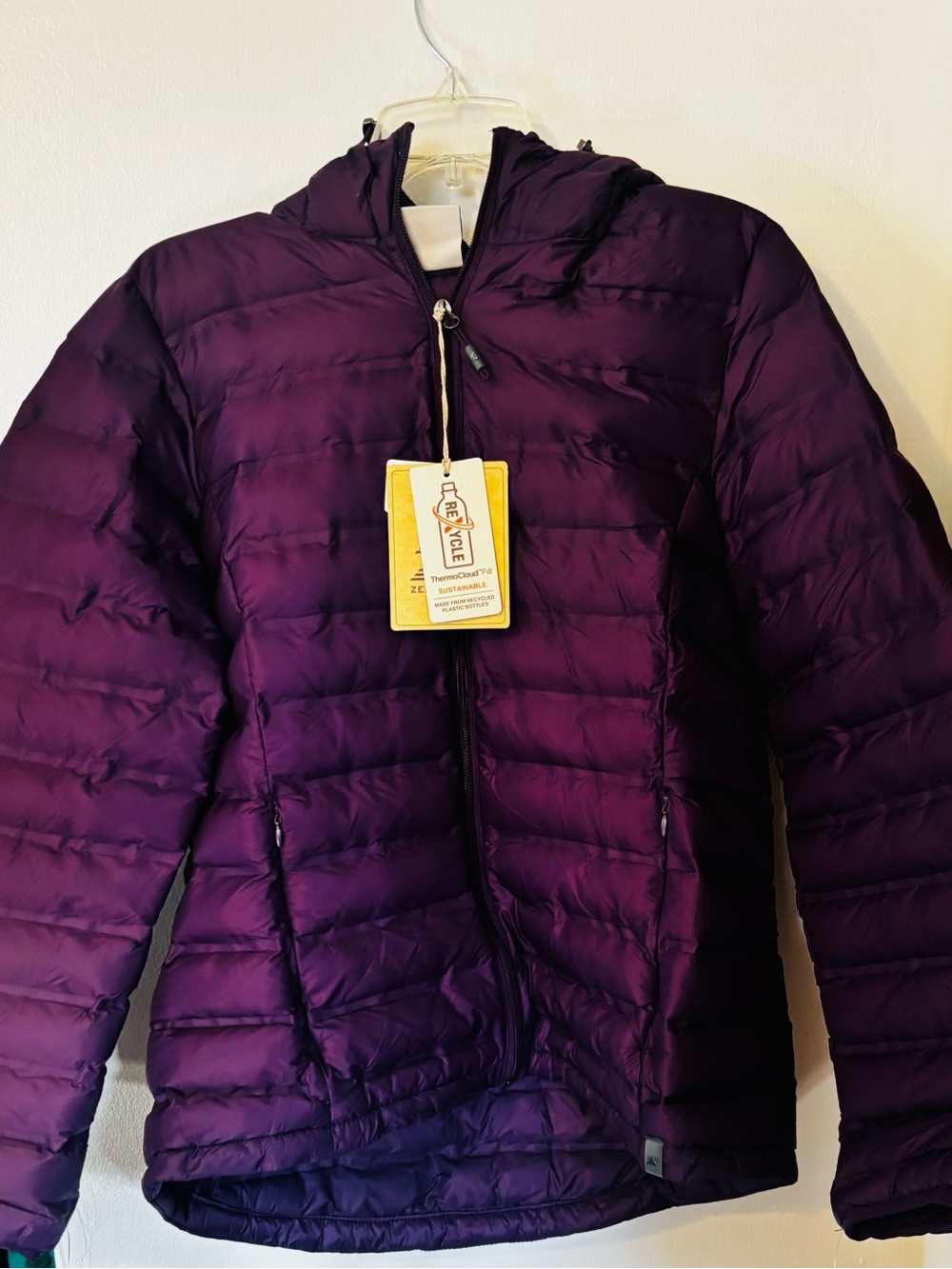 ZeroXposur Women's Hooded Packable Puffer Jacket in Deep Purple